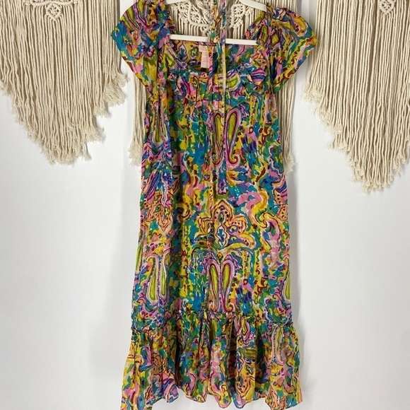 Collette Anthropologie Floral Rainbow Silk Dress - Picture 3 of 5